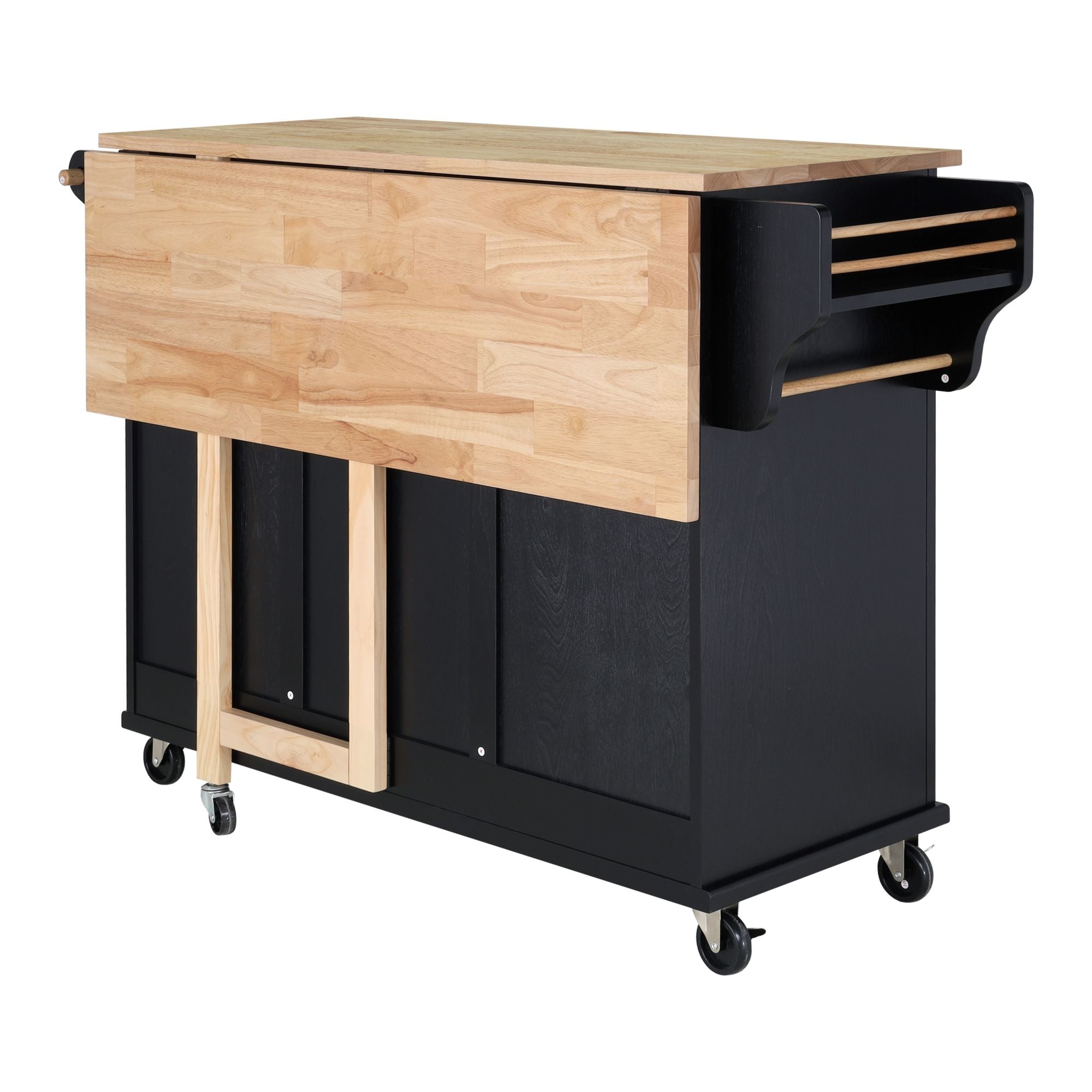 Cambridge Natural Wood Top Kitchen Island with Storage Doba